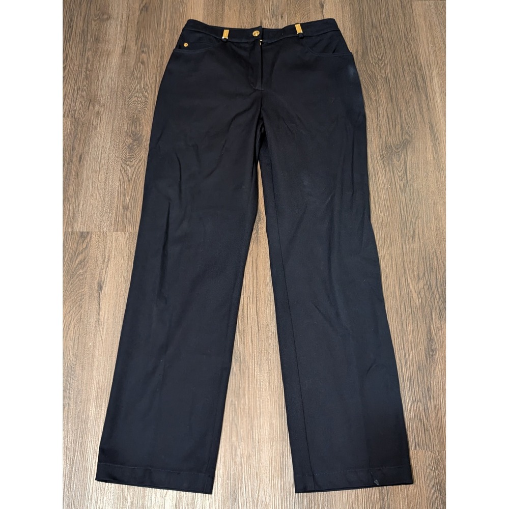 St. John Collection Knit Pants Gold‎ Detail Career Business Casual Size 8 (Read)